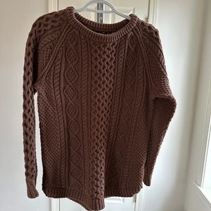 Women's Signature Cotton Fisherman Tunic Sweater Brown Size Sm